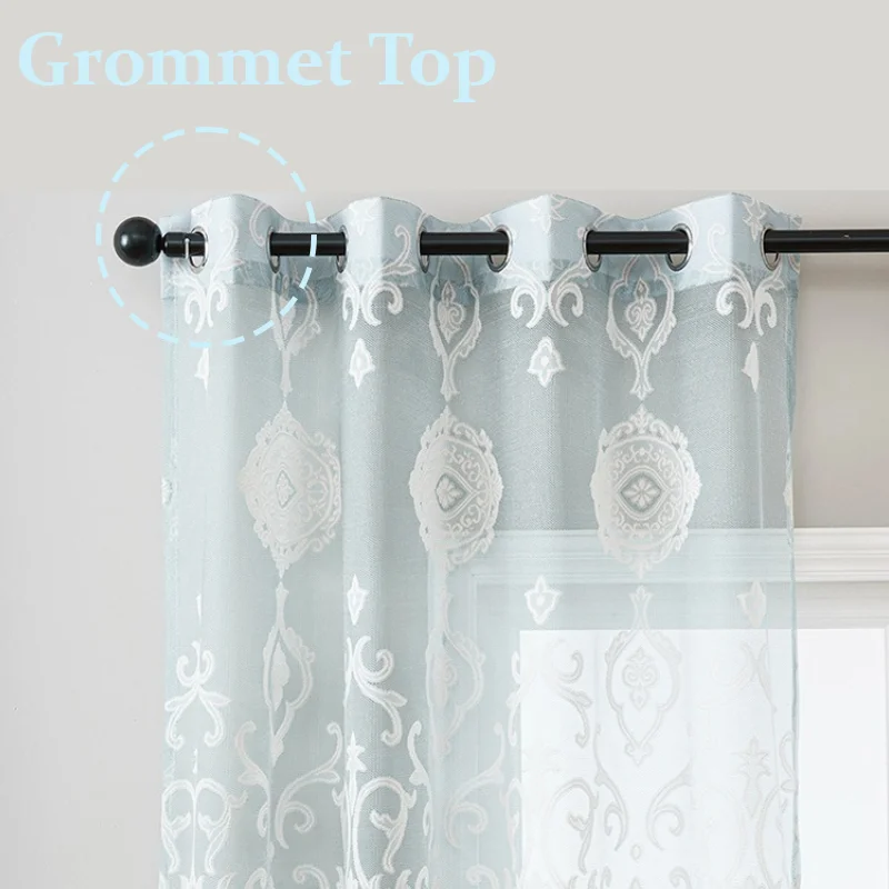 1 PC Modern Nordic Lace Sheer Curtains Fresh Light Transparent Voile Curtains for Bedroom Bay Window Living Room Home Decor