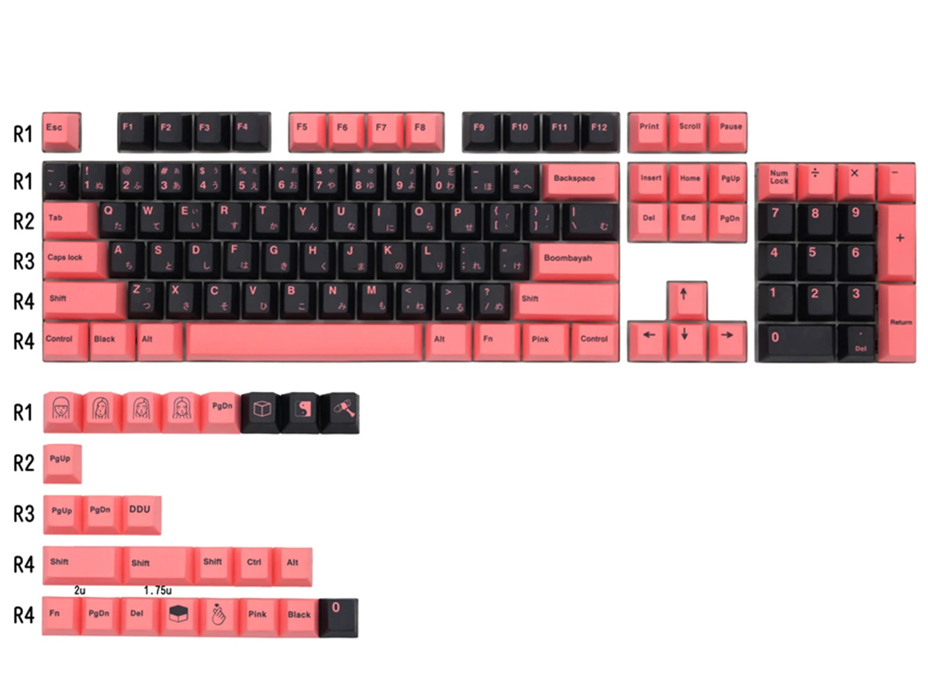 Gmk schwarz rosa pbt Tasten kappe, 129 Tasten Tasten kappen Kirsch profil Dye-Sub personal isierte gmk Tasten kappen für mechanische Tastatur