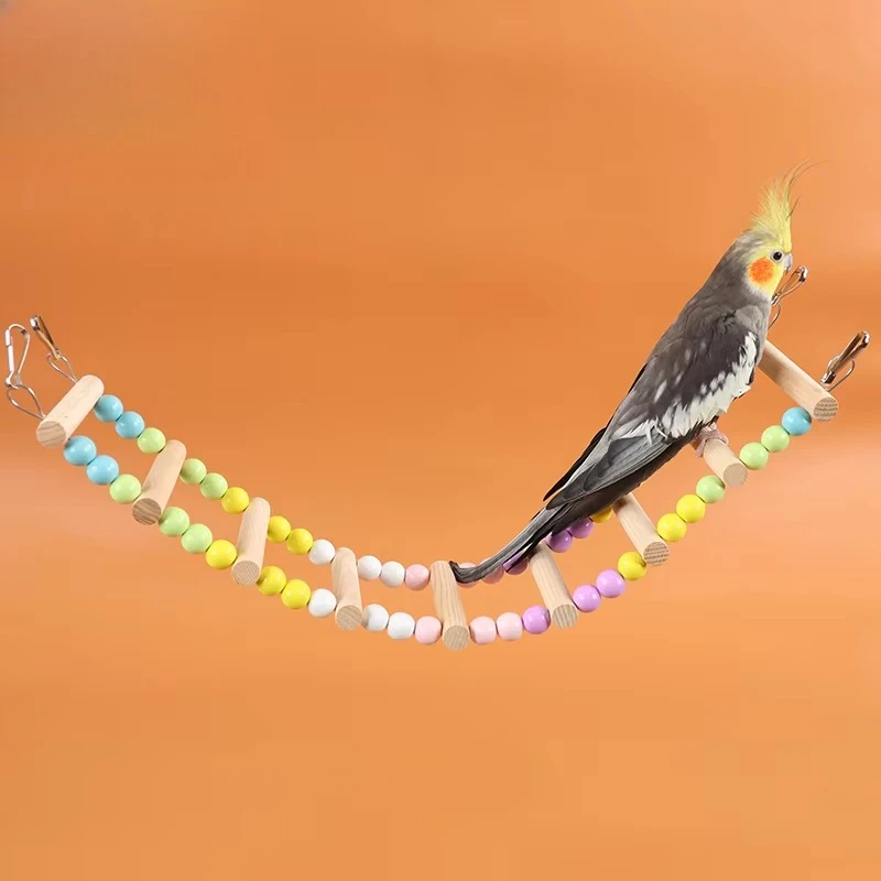 Solid Wood Parrot Toys Climbing Ladder Cloud Ladder Parrot Specific Swing Birdcage Hanging Ring Stress Relief Playthings