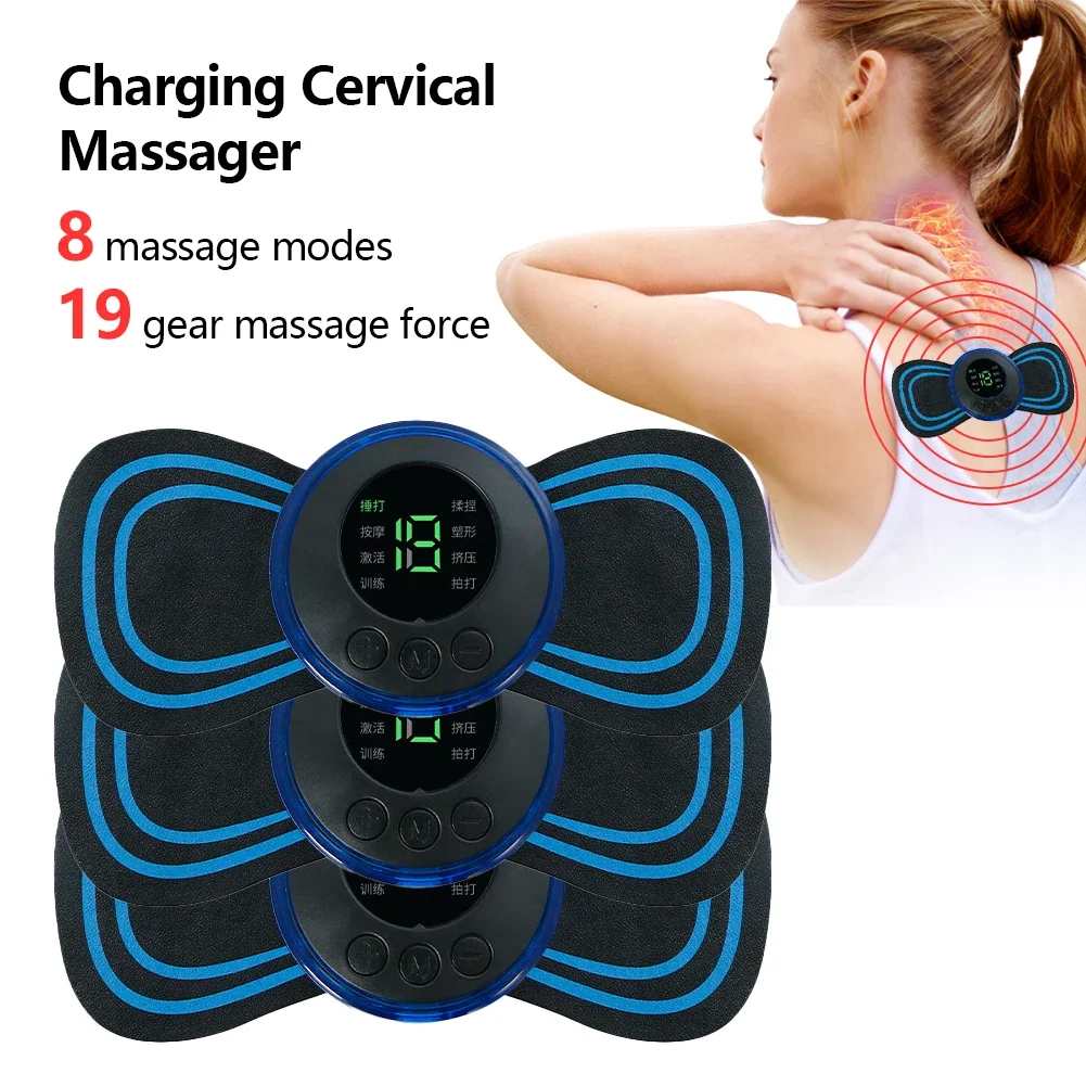 Civière de cou EMS électrique portable avec écran LCD, patch de massage cervical, stimulateur musculaire à impulsions, instituts de massage oto