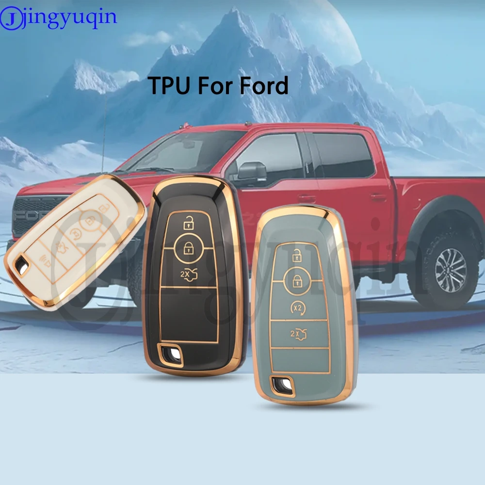 Jingyuqin NEW TPU 3/4/5 ButtonS Remote Car Key Case Fob For Ford Focus Mondeo Edge Explorer F150 F250 F350 Remote Car Accessorie