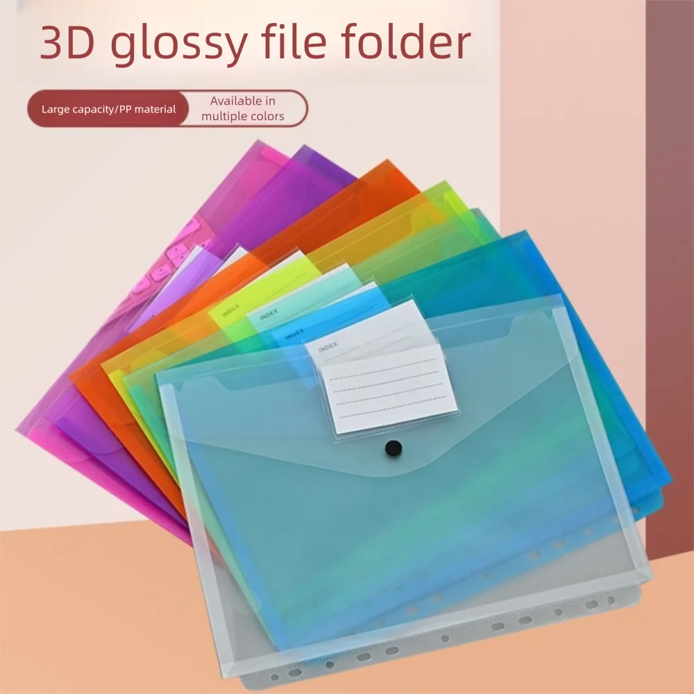 

6 pcs Simple Design PP Binder Folders A4 Clear Punched Pockets 11 Holes Large-Capacity Label Loose-Leaf Home Office