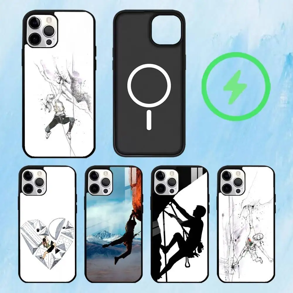 

R-Rock Climbing Wall Phone Case For iPhone17,16,15,14,13,12,11 Plus,Pro Max Magnetic For Magsafe Wireless Charging