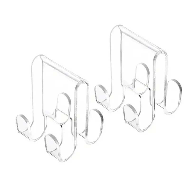 AEE2-2Pcs Acrylic Glass Door Hanger Attachments Secure Towel And Clothing Hangings Hook
