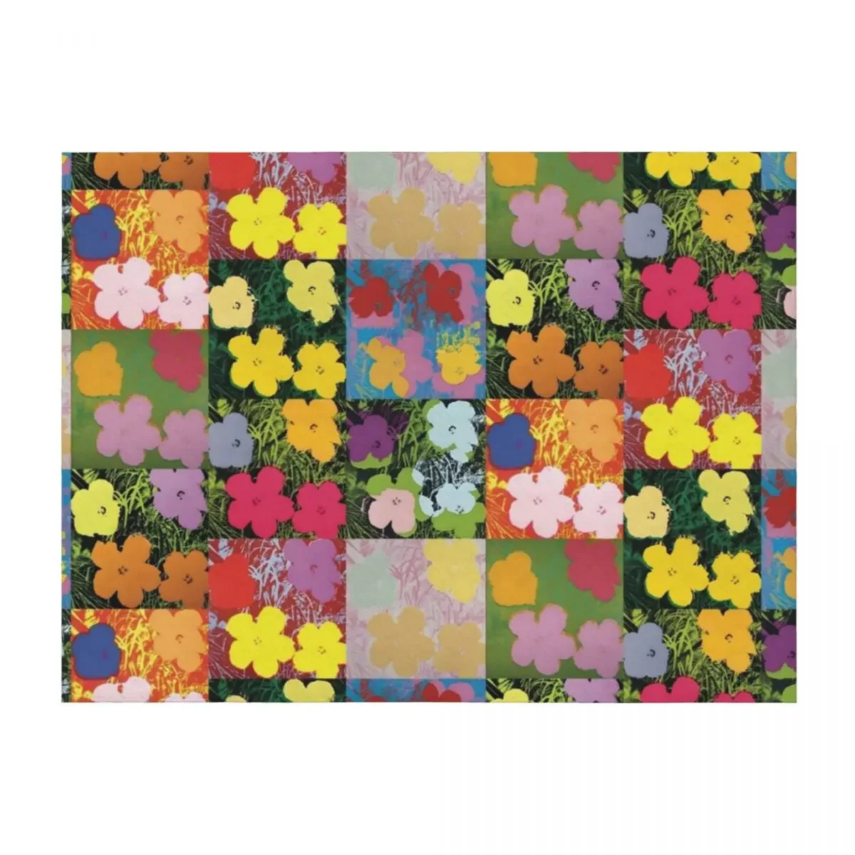 

Flowerhol Warhol Prints Flowers 2 Pink, Yellow and Orange Throw Blanket Luxury Brand Flannel Fabric Luxury Throw Travel Blankets