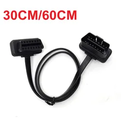 30CM/60CM Flat Thin OBD2 OBD II Car Extension Cable Connectors 16PIN Male To Female Connector For Auto ELM327 Interface