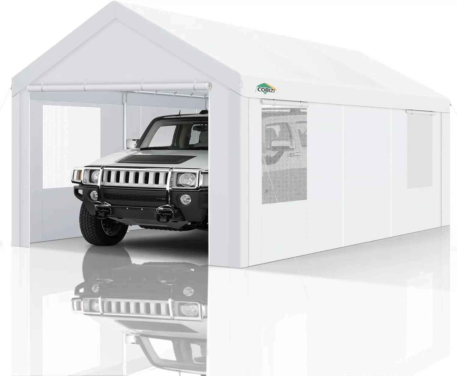 

Cobizi Carport Canopy 12X20 Heavy Duty Portable Garage With Roll-Up Ventilation Windows & Doors, Removable Sidewalls Car Canopy