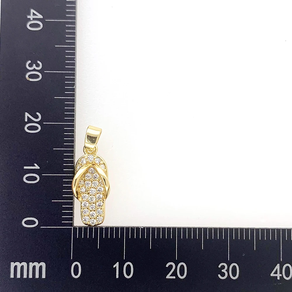 Fashion Metal Flip Flops Slipper Shoe Pendant Zircon Cold Plated DIY Necklace Keychain Beach Jewelry Accessories For Women Girls