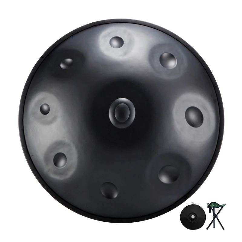 Hluru Handpan 440HZ Pantam Drum 9 Notes D Minor 22 Inch Glucophone Nitriding Hand pan Drum Yoga Meditation Drum Musical