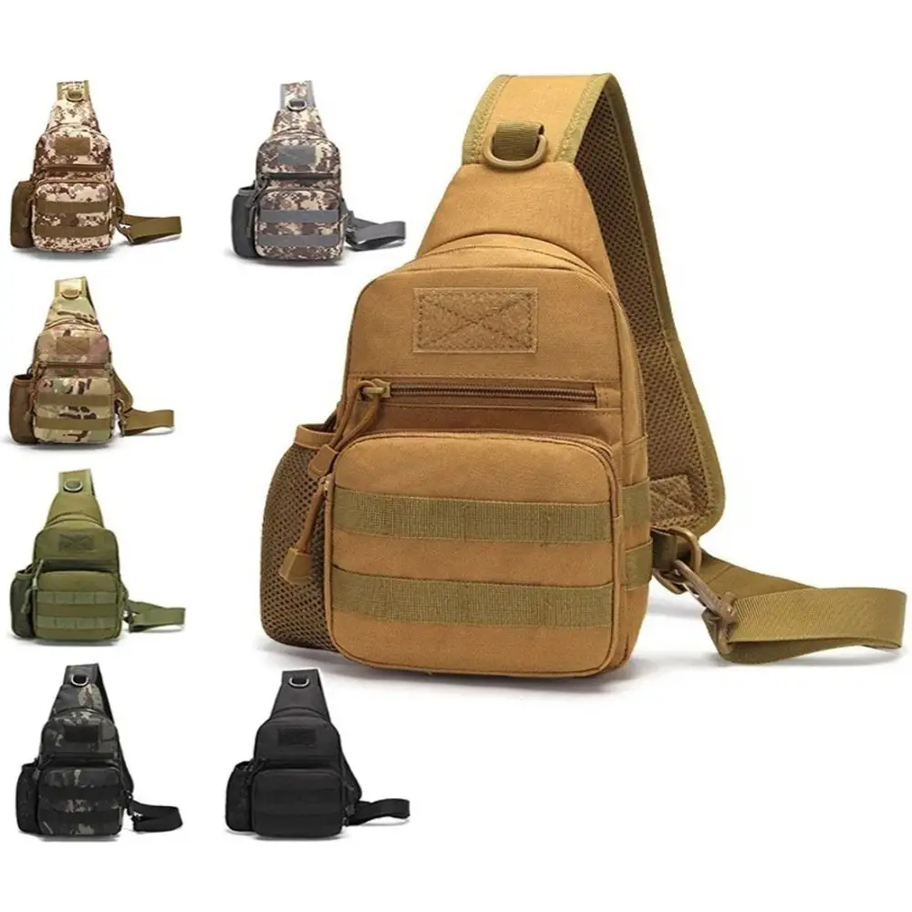 Small Chest Sling Bag Water Resistant Portable Shoulder Backpack with Water Bottle Holder Oxford Men's Crossbody Bag Trekking
