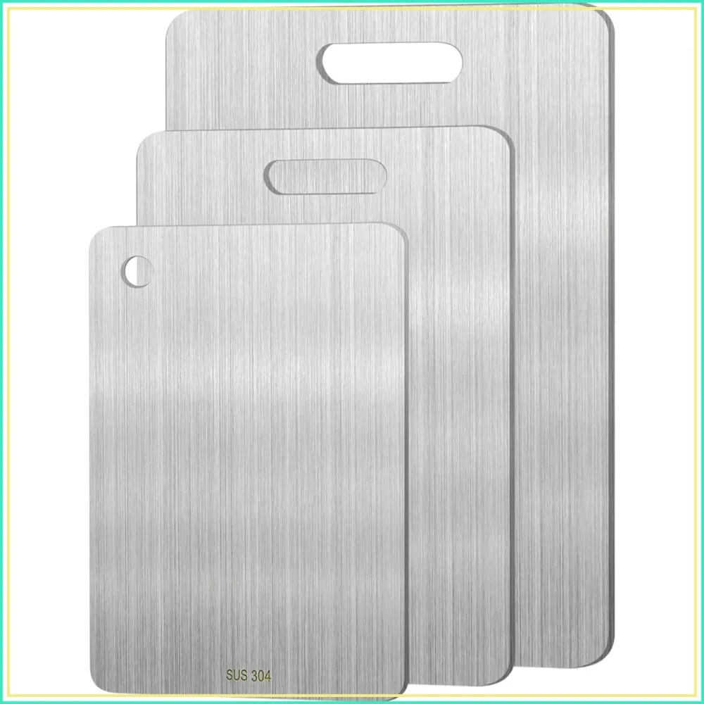 3pcs Stainless Steel Cutting Board, Double Sided Thick Board for Kitchen