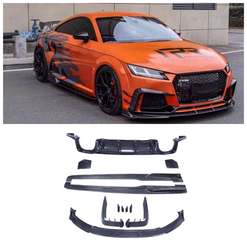 For Audi TTS TTRS 2015-2019 High Quality Carbon Fiber Bumper Front Lip Rear Diffuser Side Skirt Spoiler Air Knife Body Kit