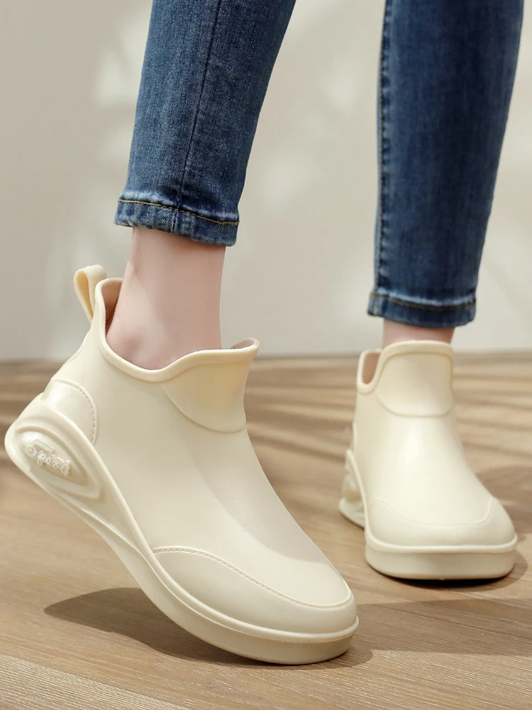 

Briti Sle, женские резиновые сапоги на плоской подошве, модные повседневные кухонные рабочие ботинки для автомобиля, растительные ботинки из ПВХ