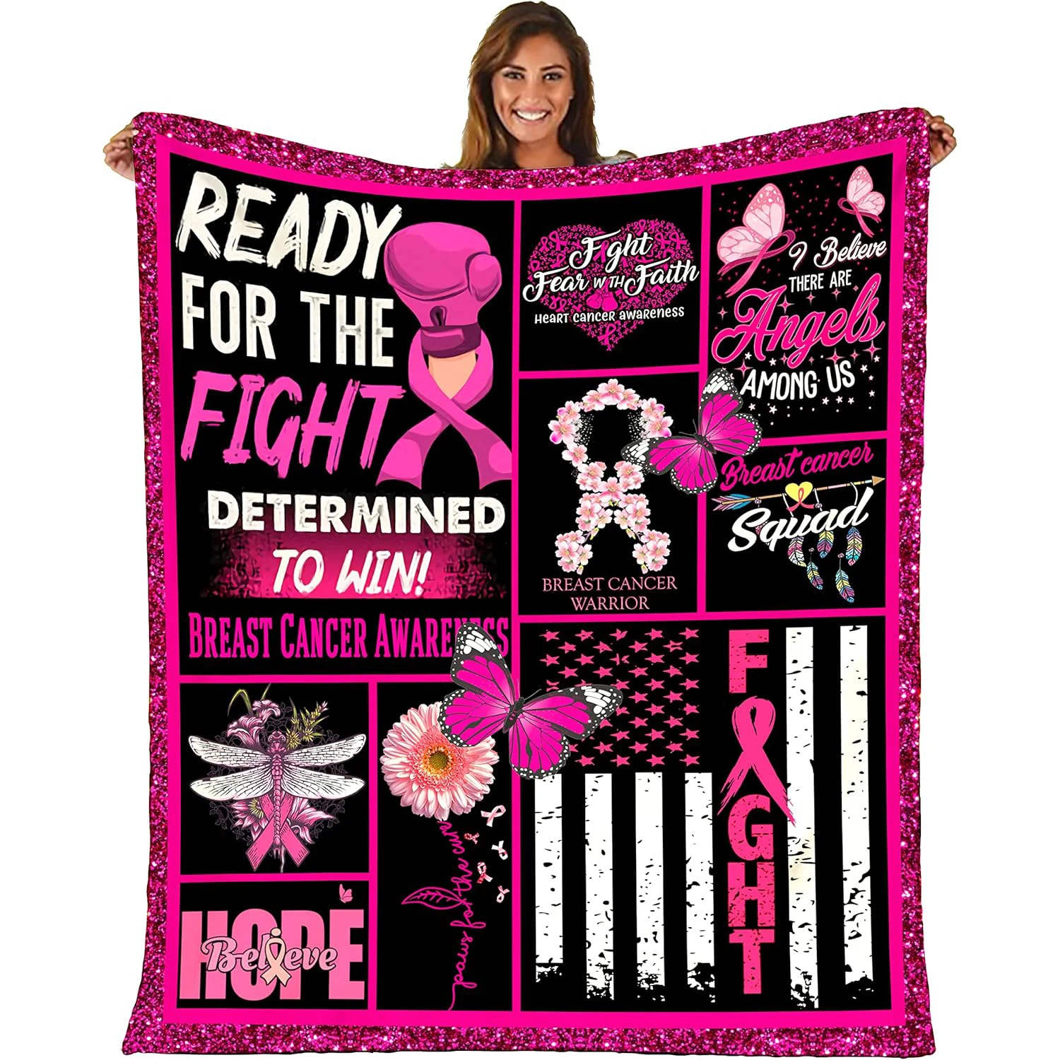 Breast cancer blanket Gift blanket from cancer survivors for women Breast cancer pink healing blanket for women Get well soon