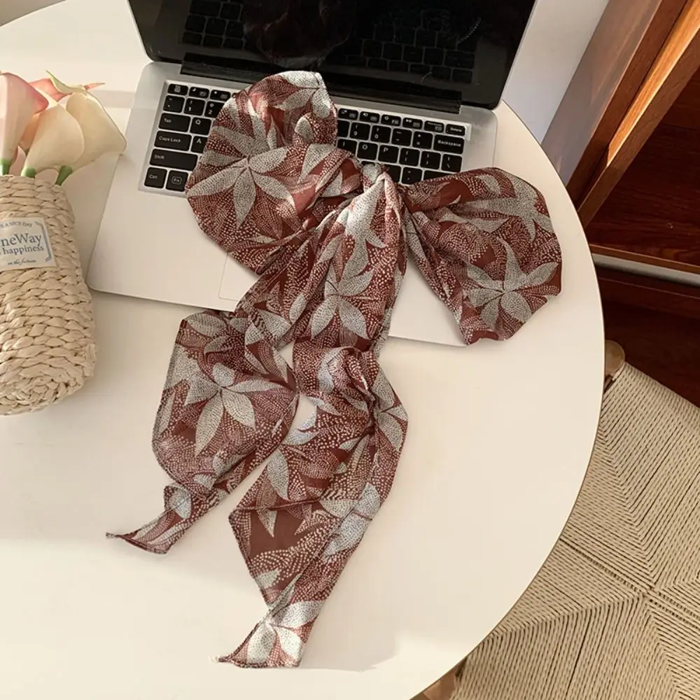 

Элегантный шарф с принтом во французском стиле, повязка на голову, милый шарф, повязка на голову, украшение для платья с цветком, шифоновый шелковый шарф, женский