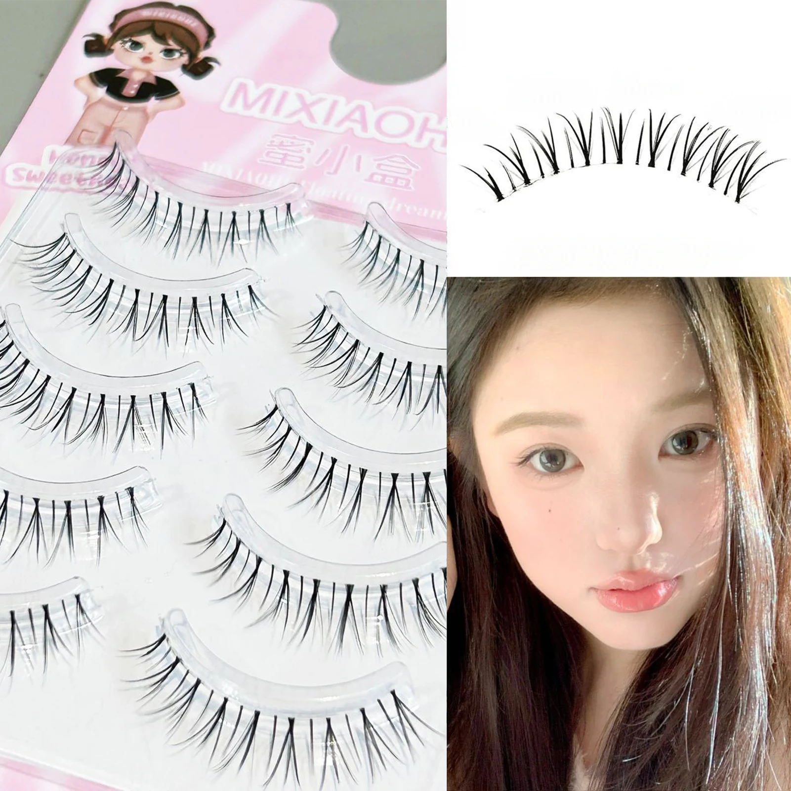 ขนตาปลอมแบบธรรมชาติ นุ่ม เบา รูปทรงตัววี ก้านใส สำหรับคอสเพลย์ ขนตาปลอมแบบเส้นหนา