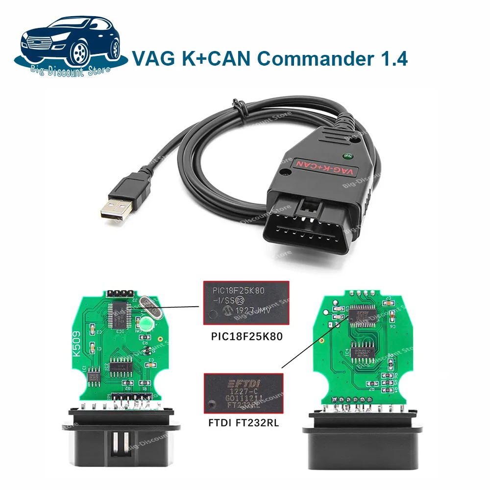 2024 v-A-G k kann commander 1,4 ftdi pic18f25k80 obd2 obdii V-A-g 1,4 kabels canner für V-W/AU-DI diagnose scanner werkzeug