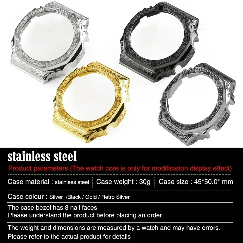 Para reloj Casio GA2100 GA2110 GAB2100 Kit de conversión de caja de Metal con patrón de grabado con herramienta de ajuste de conversión