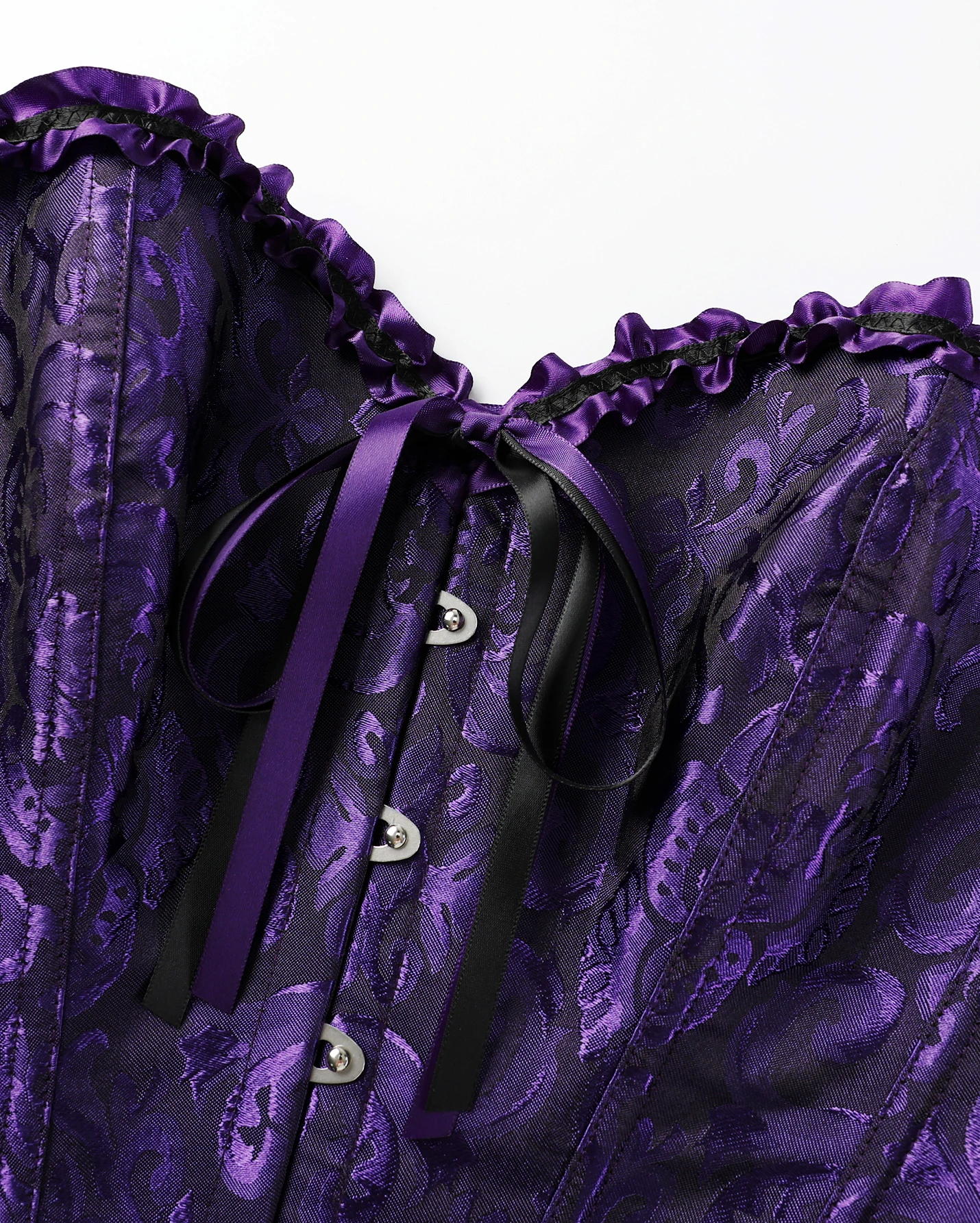 العروس مشد الأسود والأرجواني هي مشد فستان، والنساء تشكيل الجزء العلوي