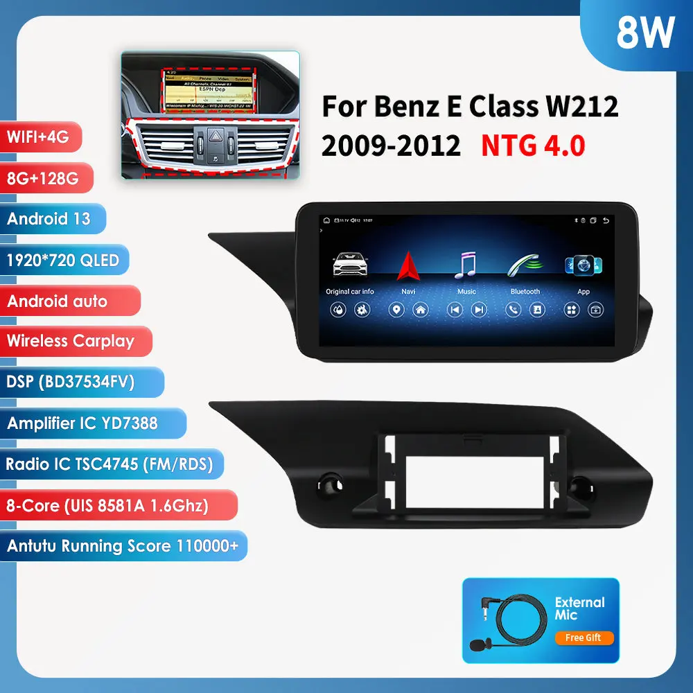 Auto radio Android speler voor Mercedes-Benz W212 S212 E200 E230 E260 E300 2009 - 2012 Draadloze Carplay Auto multimediaspeler GPS