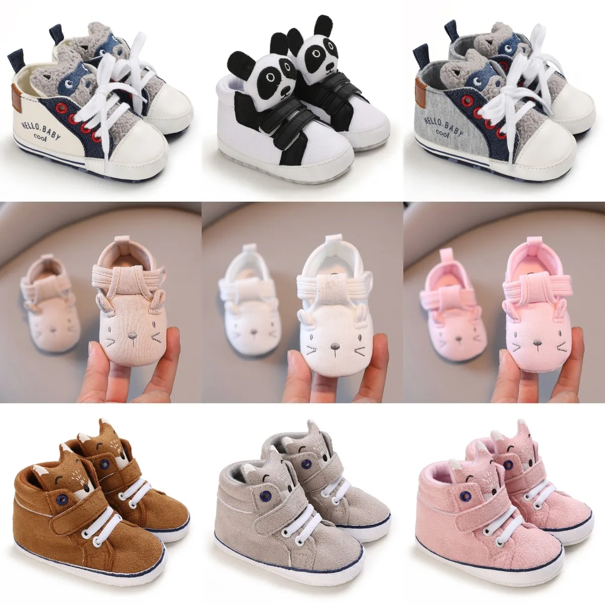 

НОВИНКА Классическая детская обувь для мальчиков и девочек, повседневная обувь на плоской подошве с милыми животными, первая детская хлопковая нескользящая и теплая прогулочная обувь ﻿