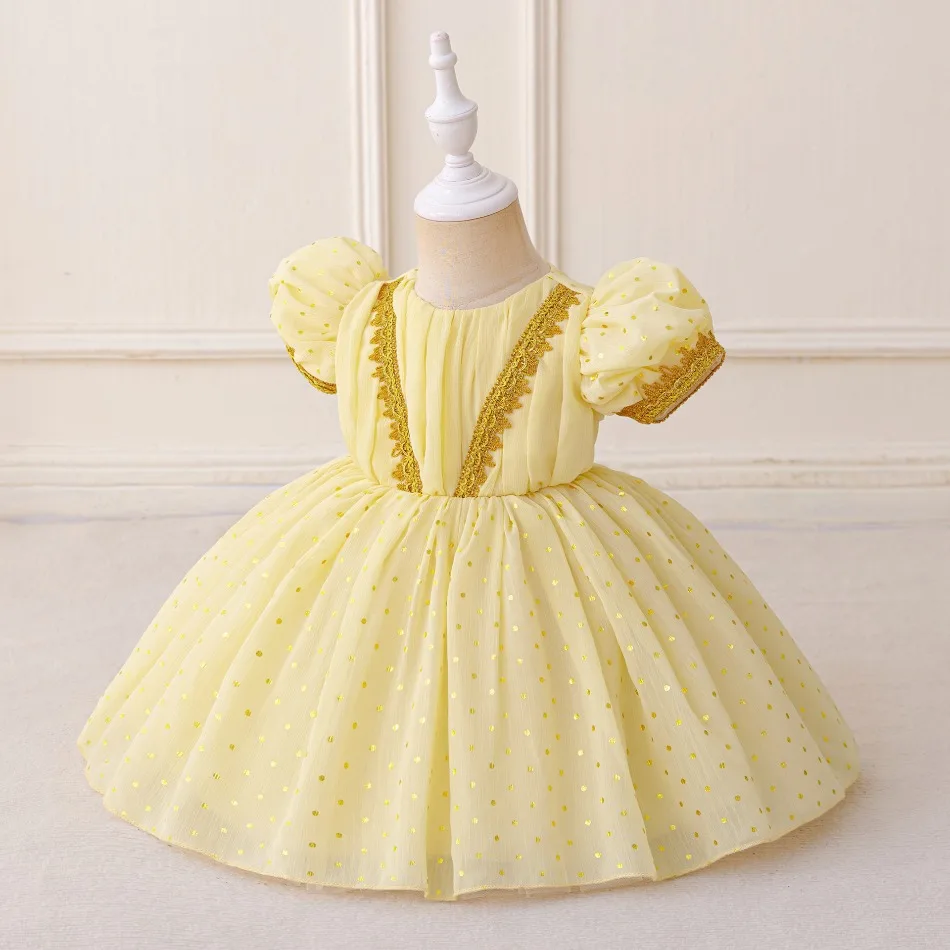 Ramadan Muslim Prayer Arab Robe Party Baby Girl Dress Short Sleeve Dubai Eid Enfant Princess Prom Dresses Girls Costumes ASQ03