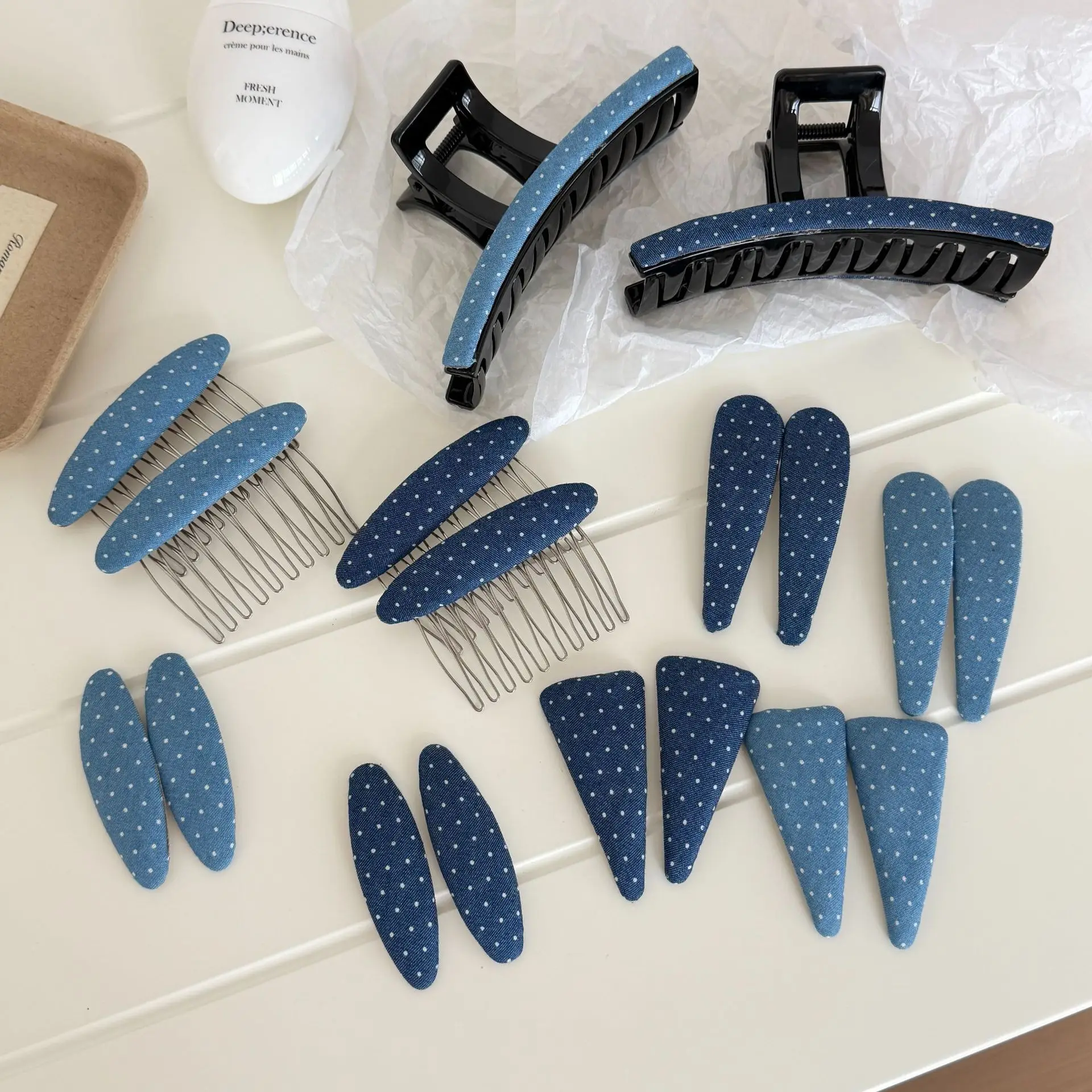 

Premium High Quality Acetate Polka Dot Reverse Bang Comb Anti Slip Flyaway Hair Clips Updo Daily Niche for Women