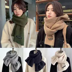 Unisex Paar Gebreide Sjaal Dikker Warme Sjaals Breiwol Bandana Pashmina Groen Imitatie Kasjmier Winter Sjaal Vrouwen