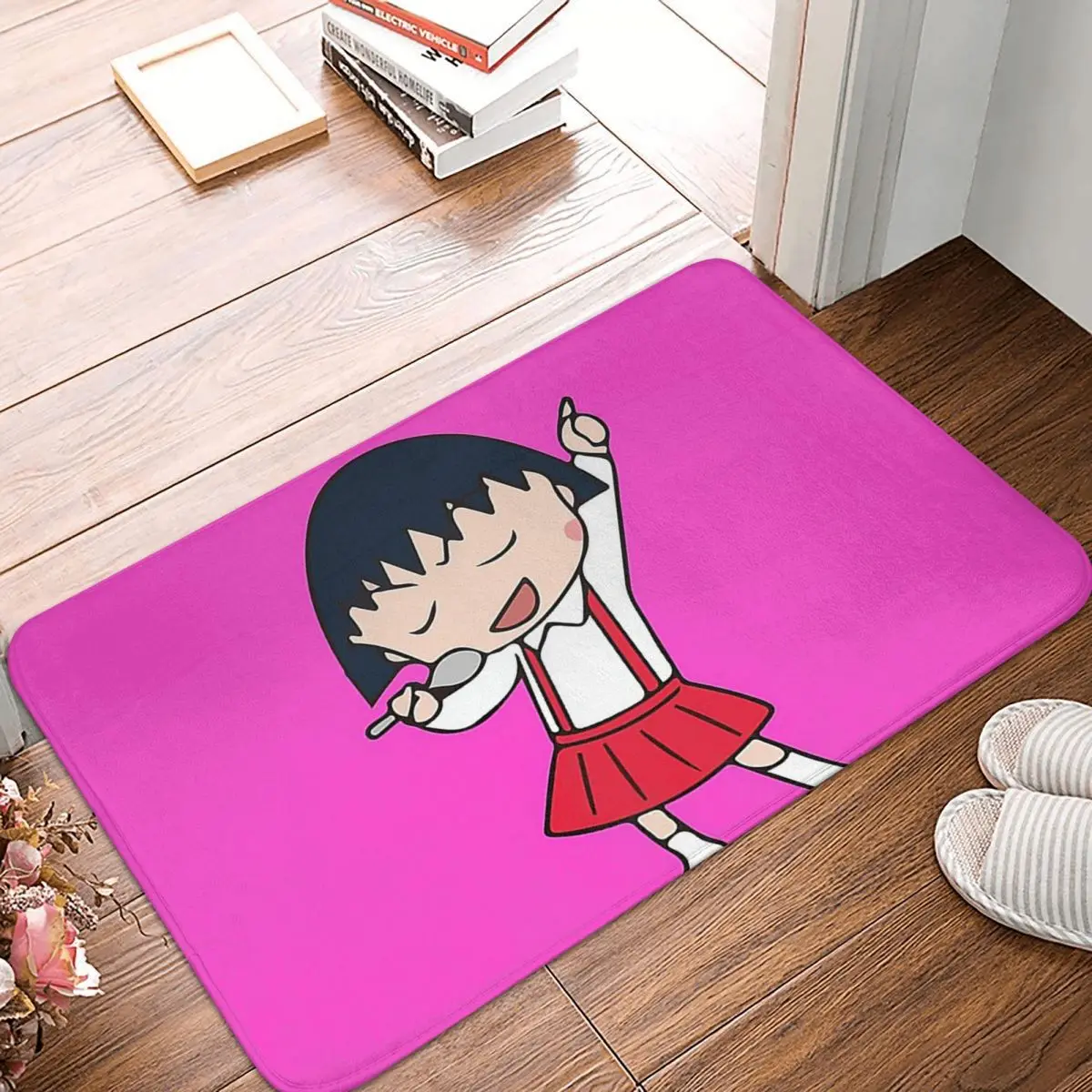 Chibi Maruko Chan Doormat Rug Carpet Mat Footpad Polyester Anti-slip Washable Entrance Kitchen Bedroom Balcony Toilet