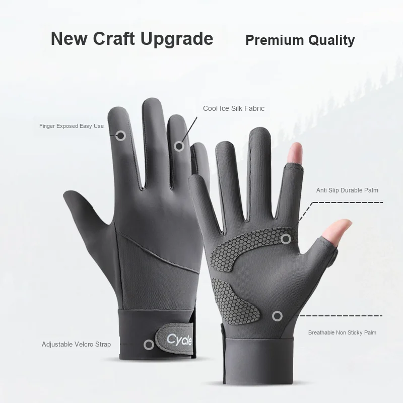 Men s Summer Sun Protection Gloves Non Slip for Outdoor Cycling Fishing Driving Touch Screen UV Protection Two Fingers Exposed