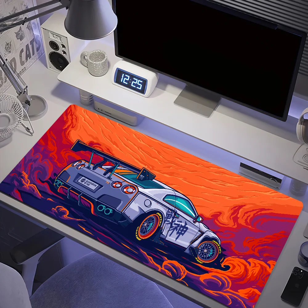New Sports Car G-G-GTR Mouse Pad Desk Mat Large Non-slip Anti-fray Keyboard Ergonomic Office Rubber PC Home Custom