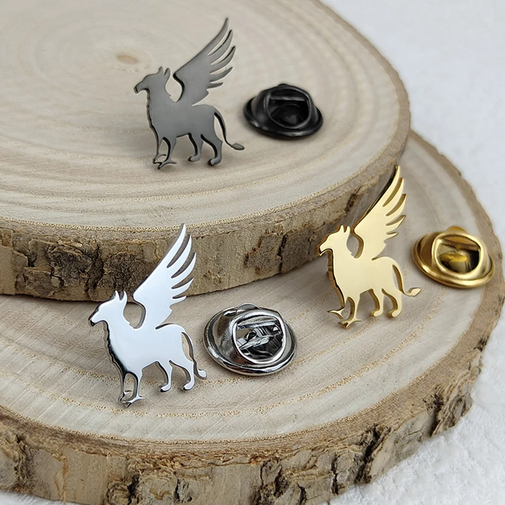 New griffon lapel pin, fashionable stainless steel badge, retro style brooch suit accessories, suitable for parties