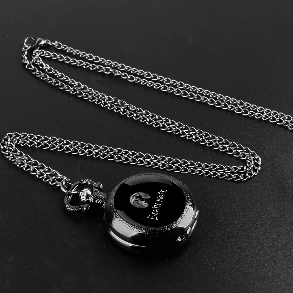 Death Note Design Glaskuppel Quarz Taschenuhr mit haltbarer Kette arabische Ziffer Zifferblatt für Männer und Frauen kreative Geschenke