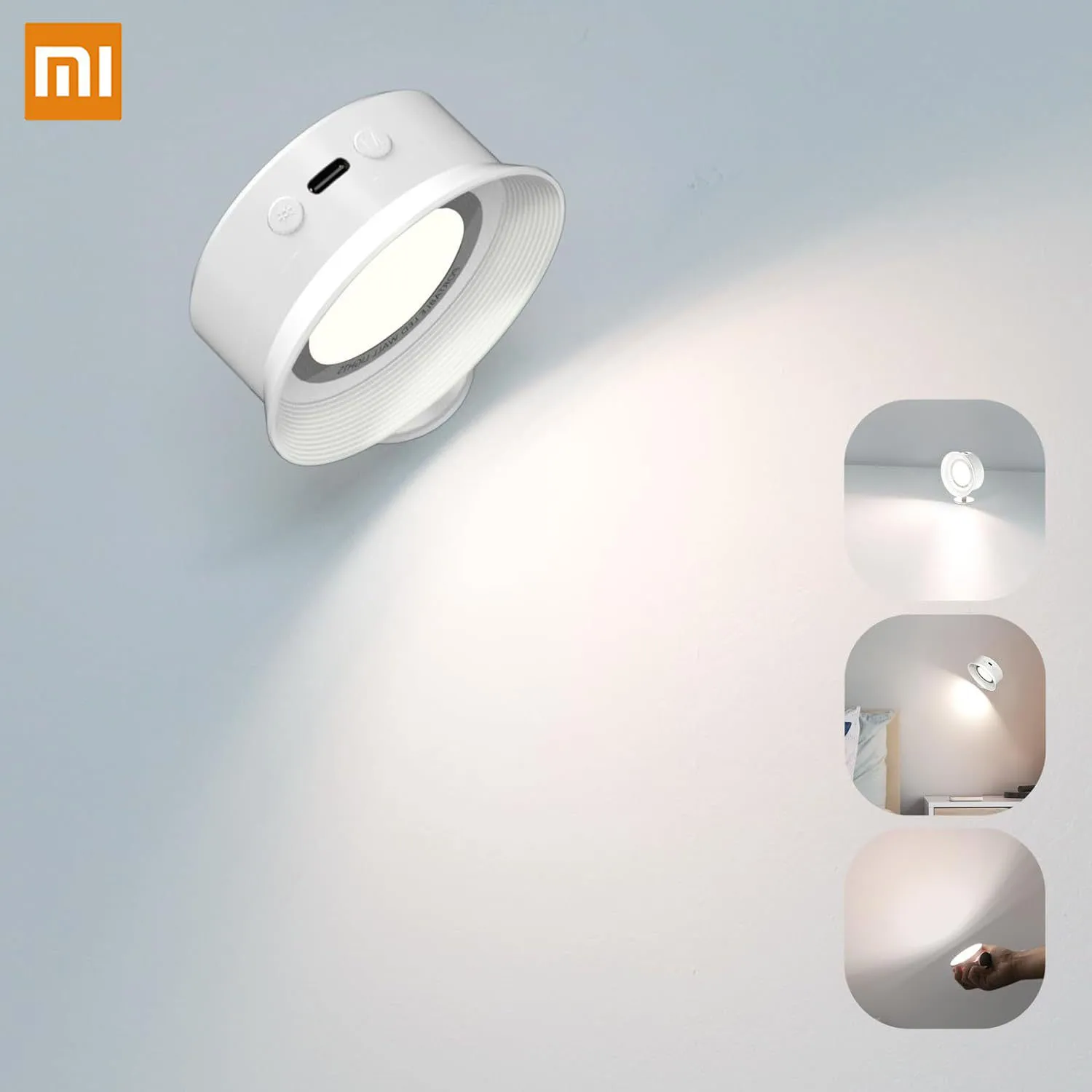 Xiaomi LED Night Lamp Usb Rechargeable Wall Light Magnetic 360 Rotatable Touch Switch For Bedroom Bedside Table Decoration