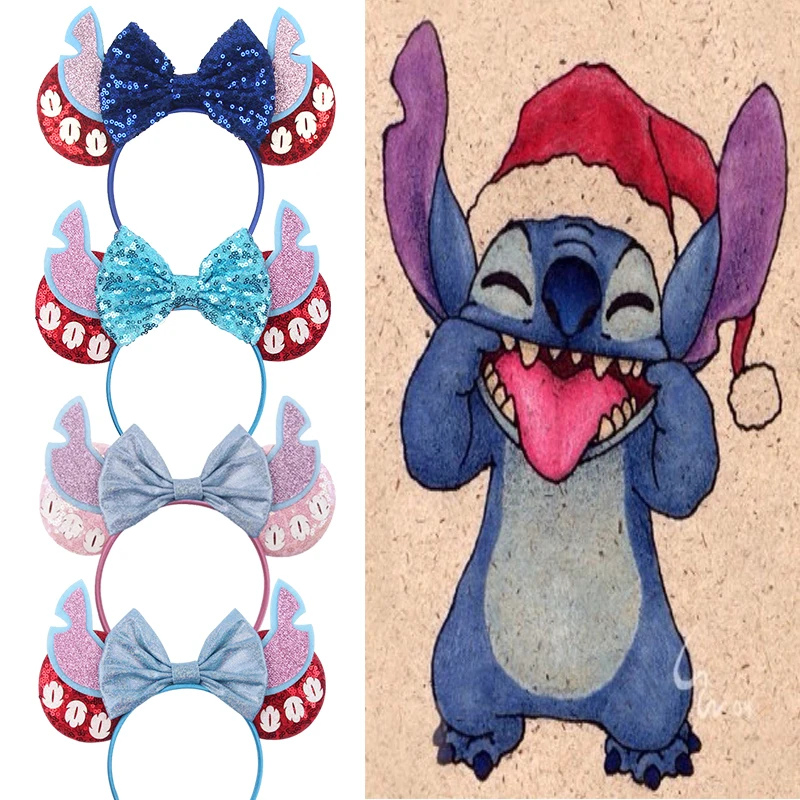 Disney Cartoon Ears Lilo & Stitch Hair Band Girl Stitch Headwear Women Cosplay Angel Hair Accessories Kid Feather Head Band Baby