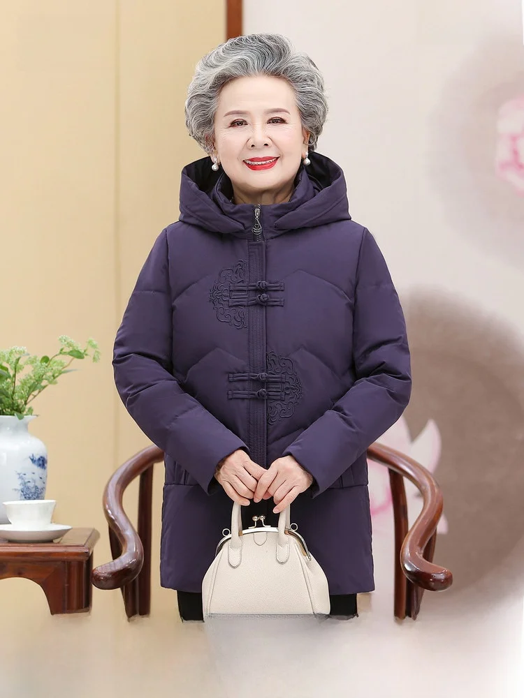 

Теплая китайская удлиненная пуховая куртка для женщин с дизайном «Снежинка», со съемным капюшоном, стандартный крой, длинное пальто