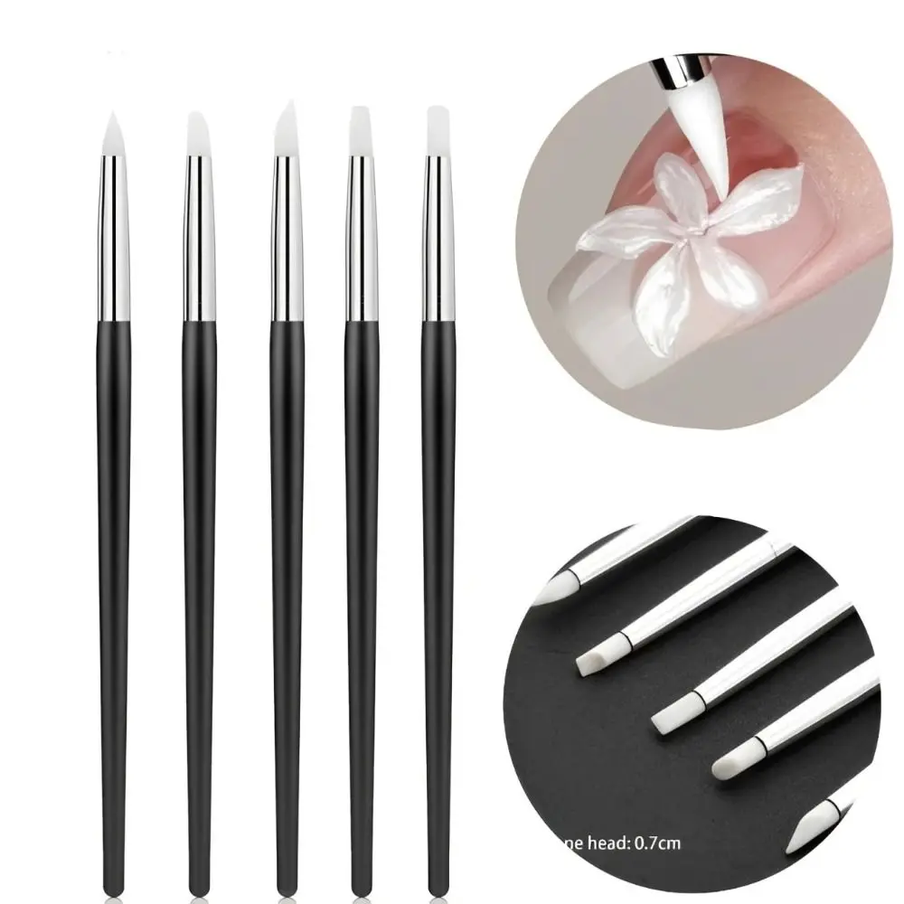 5 uds cepillo de uñas de silicona profesional cepillos de esmalte de uñas flexibles herramientas de manicura DIY salón de uñas