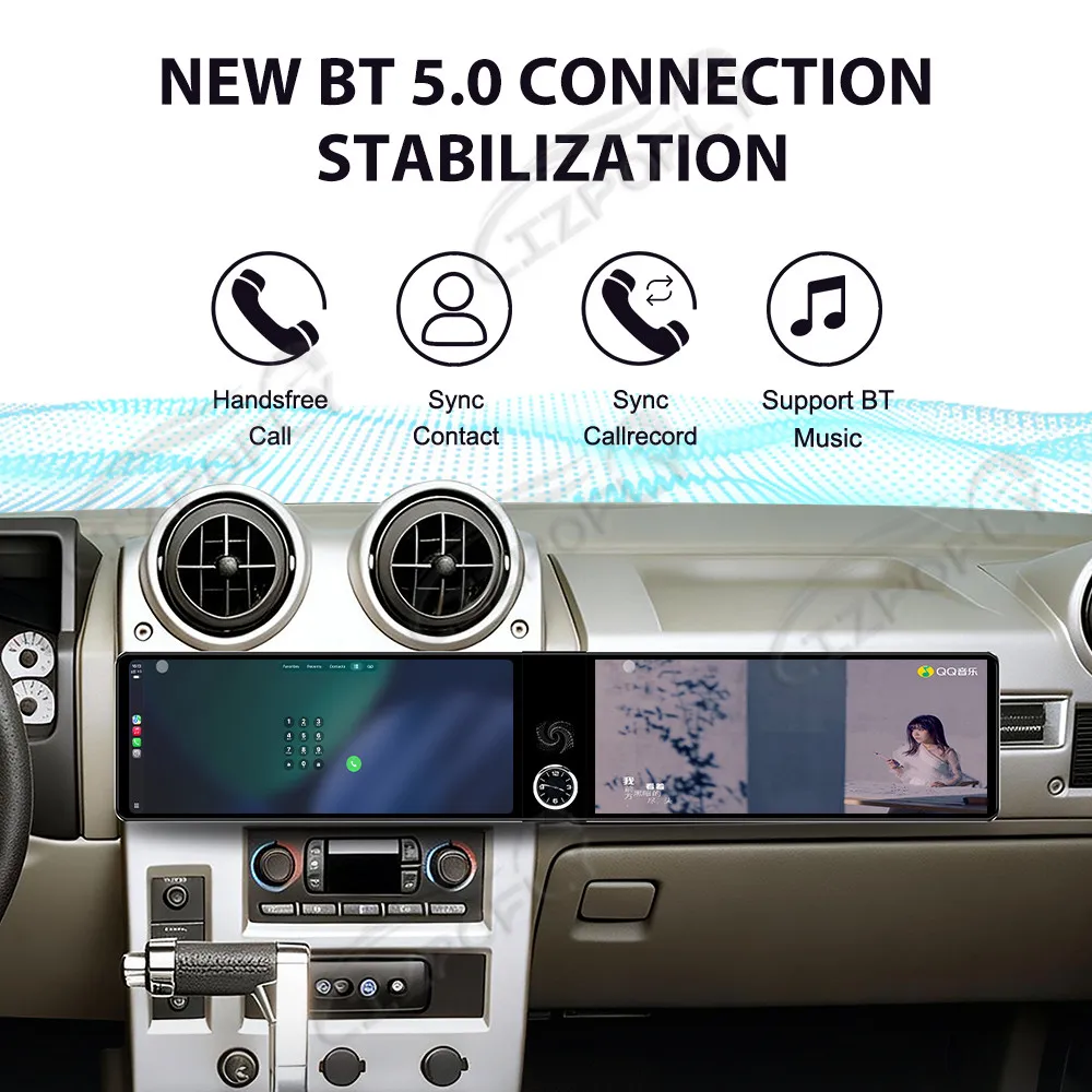 

For Hummer H2 2002–2007, Dual 12.3" Car Stereo with Wireless Carplay & Android Auto, GPS Navigation Touchscreen