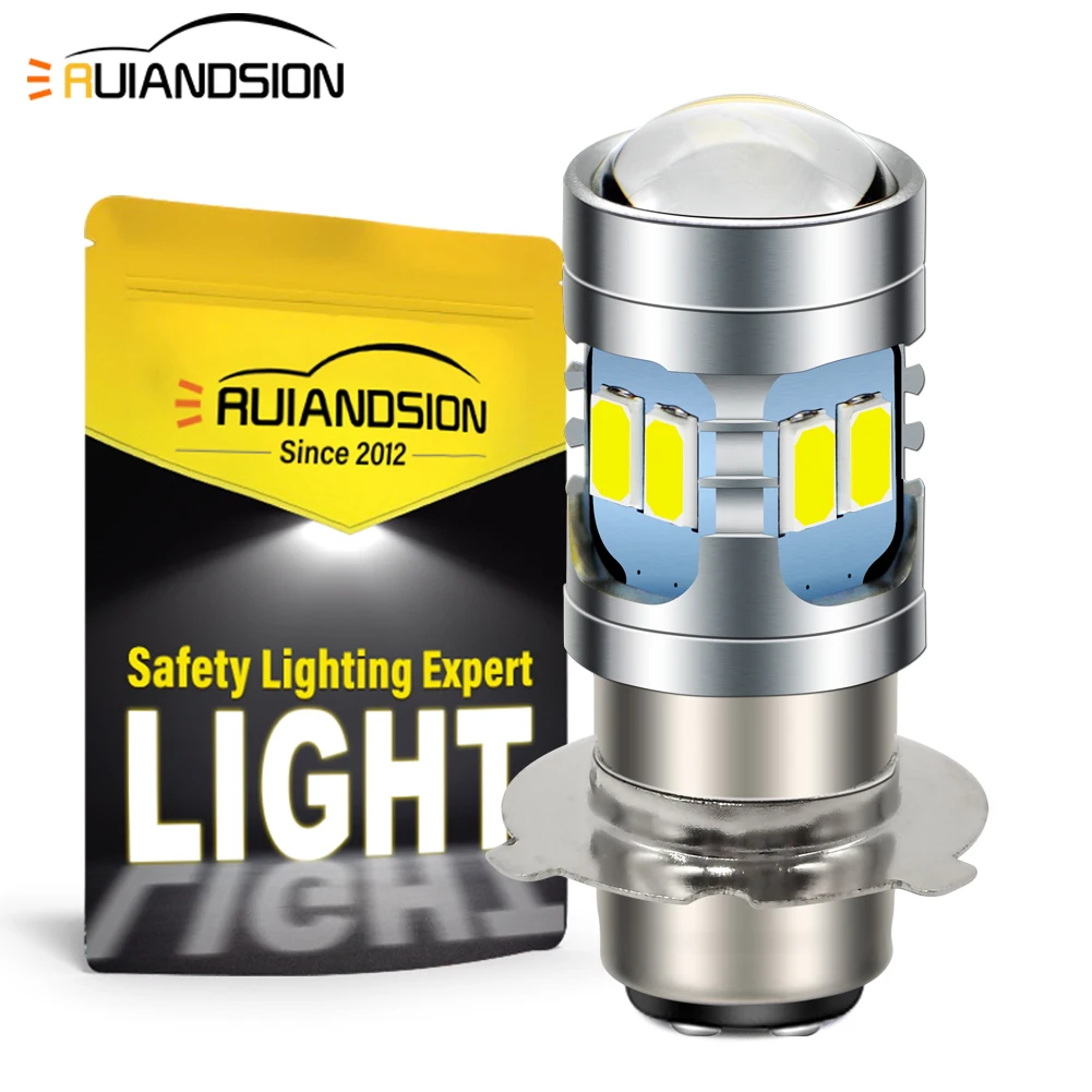 RUIANDSION P15D-25-3 LED Motorcycle Front Headlamp Bulb DC 6-30V Non-Polarity for Yamaha Honda TRX125 FourTrax 1Pcs