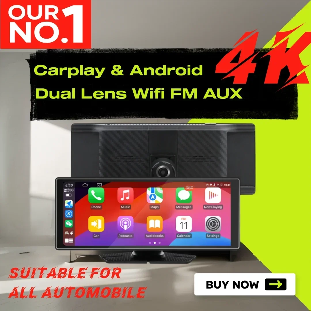 

SuperPan 10.26” CarPlay Android Auto Car Radio Multimedia Video Player IPS Touch Screen With AUX USB Support Rearview Camera