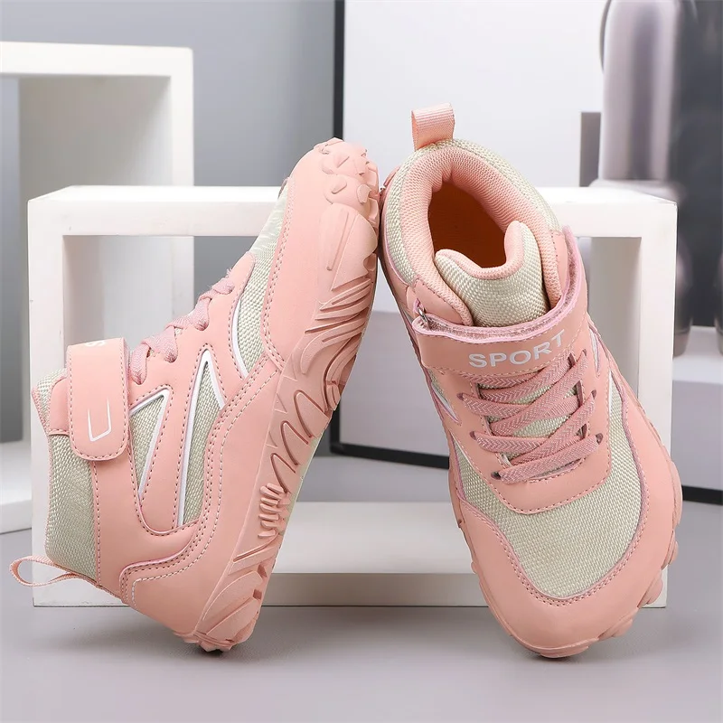 Botas descalzas de punta ancha para chico, zapatos de senderismo impermeables para otoño e invierno, zapatillas deportivas antideslizantes para caminar y senderismo