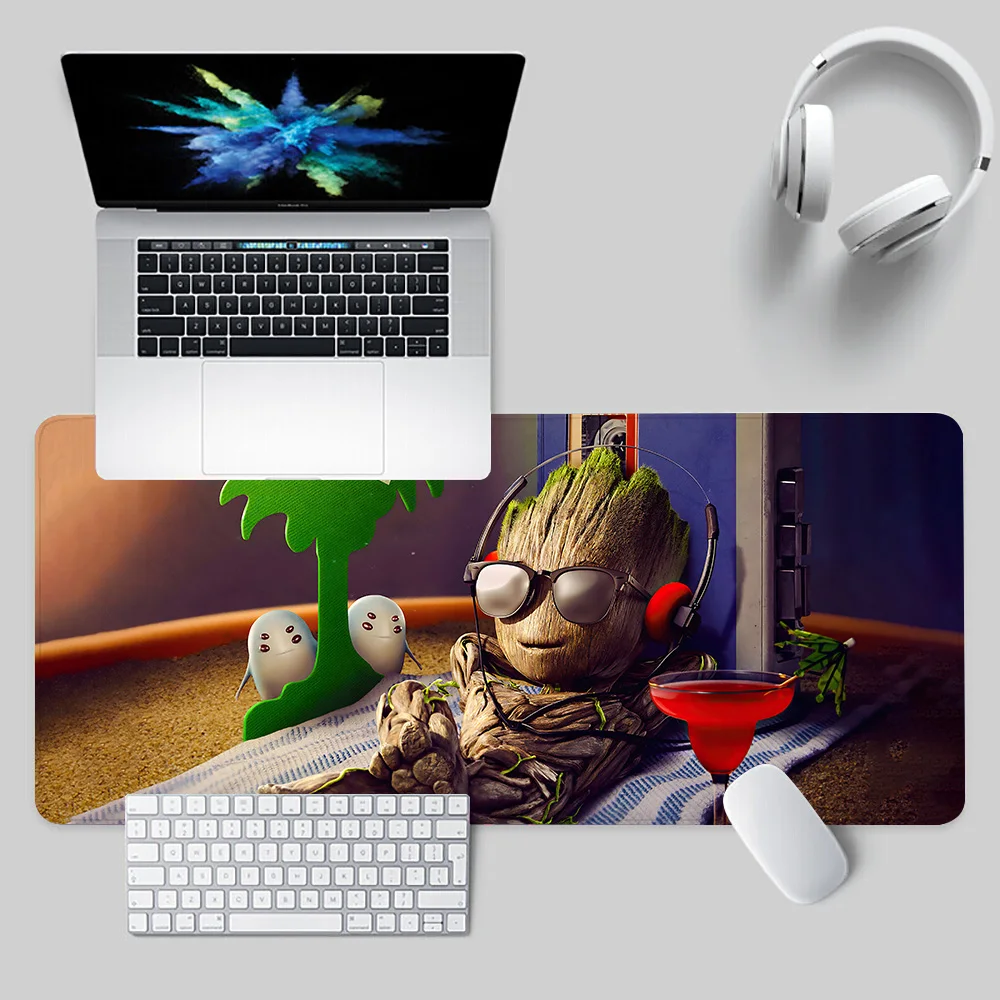 Baby Groots Mousepad HD-Druck Computer Gamer Locking Edge Rutschfestes Mauspad XXL90x40cm Tastatur PC Schreibtischunterlage