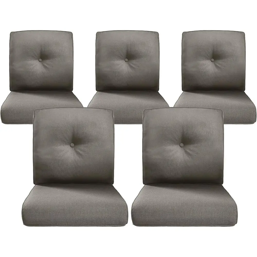 Conjunto de 4 almofadas externas grossas, 5 peças - 22x24 polegadas, cinza, resistente à água, removível para móveis de pátio ou balanço