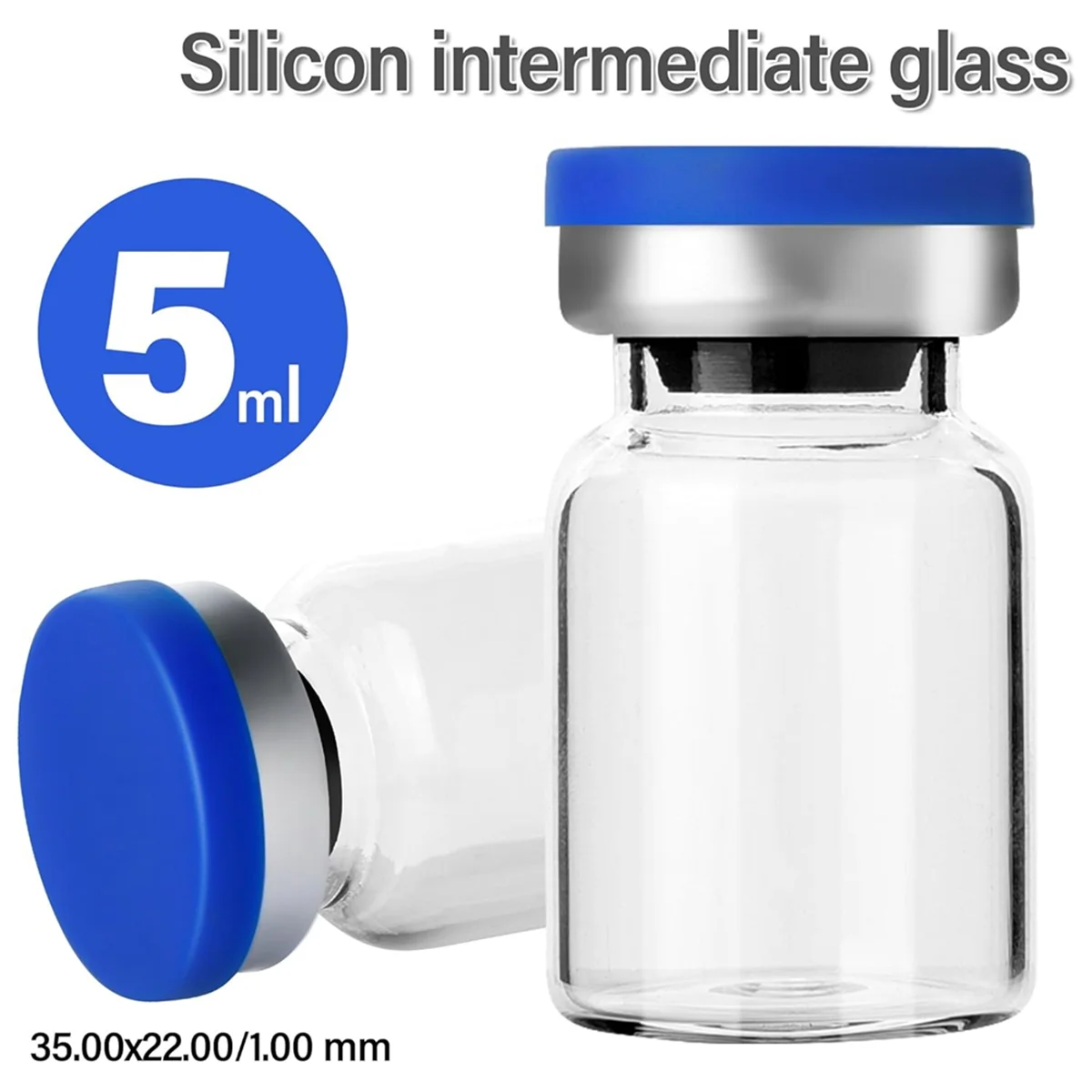 Sterile Empty Vials with Self Healing Injection Port,with Aluminum Plastic Cap,Sealed Empty Vials (5ML 10PCS)