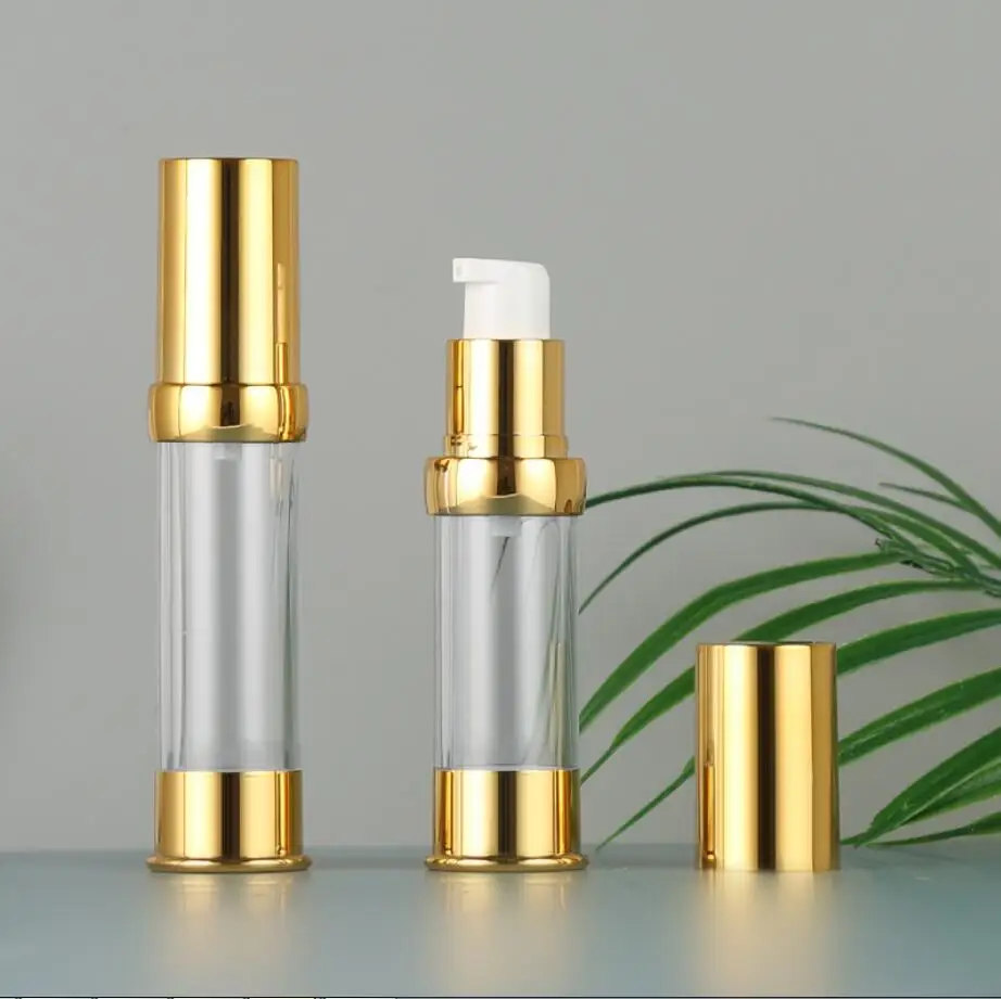 15ml garrafa de plástico mal ventilada dourada loção emulsão soro olho essência fundação toner toalete equilíbrio cuidados com a pele embalagem cosmética