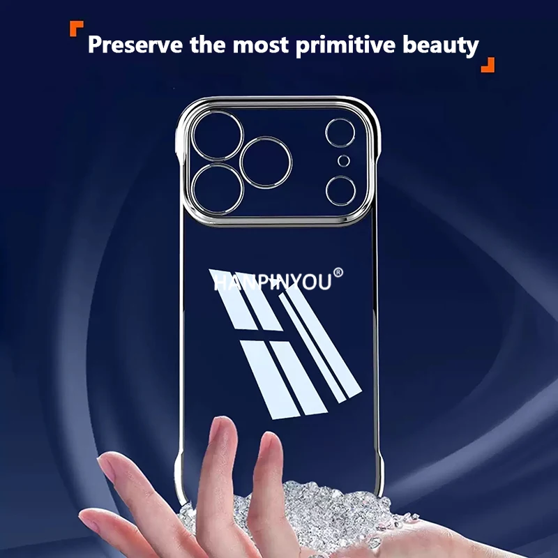 حافظة شفافة بدون إطار مطلية فاخرة لهاتف أبل آيفون 17 برو ماكس 17 إير رفيعة للغاية لحماية الكاميرا غطاء صلب من البولي كربونات #2