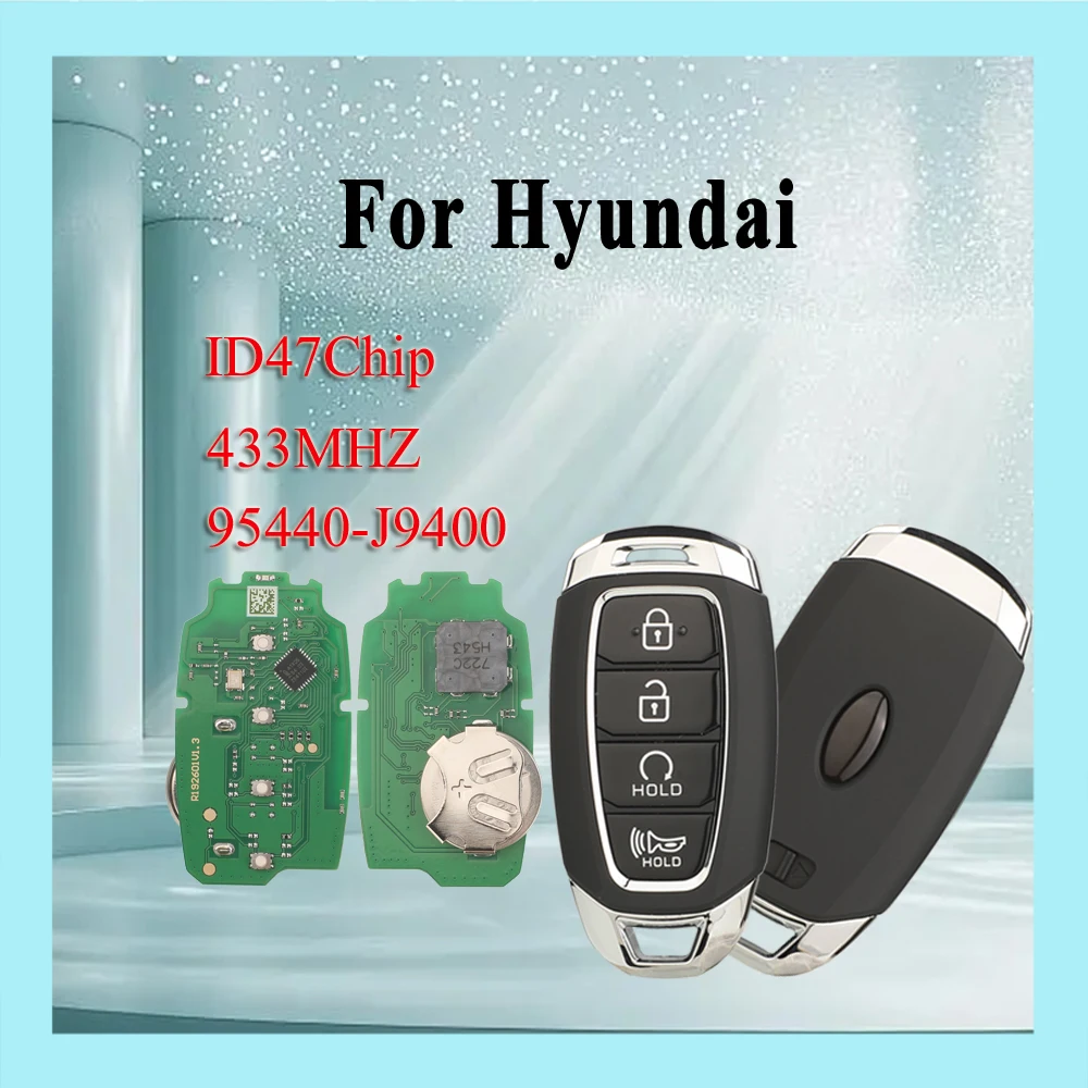 

jingyuqin 4 Buttons 433MHZ FCCID:95440-J9400 ID47Chip TQ8-FOB-4F43 For Hyundai Kona 2021 Smart card Remote Car Key