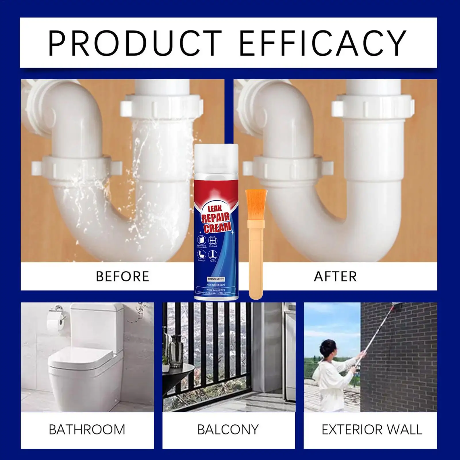 Clear Sealant Waterproof 100g Anti-Leakage Quick Drying Spray Basement Waterproof Coating Roof Sealant for Indoor Outdoor