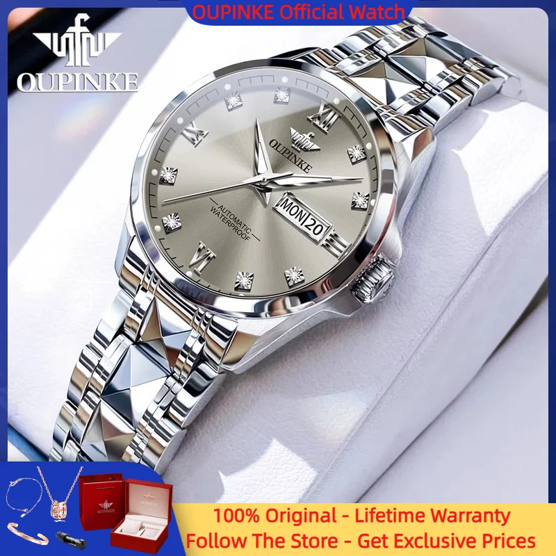 

OUPINKE 3262 Women Watch Luxury Diamond Tungsten Steel Watch Original Japanese Movement All Automatic Mechanical Women Watch Set