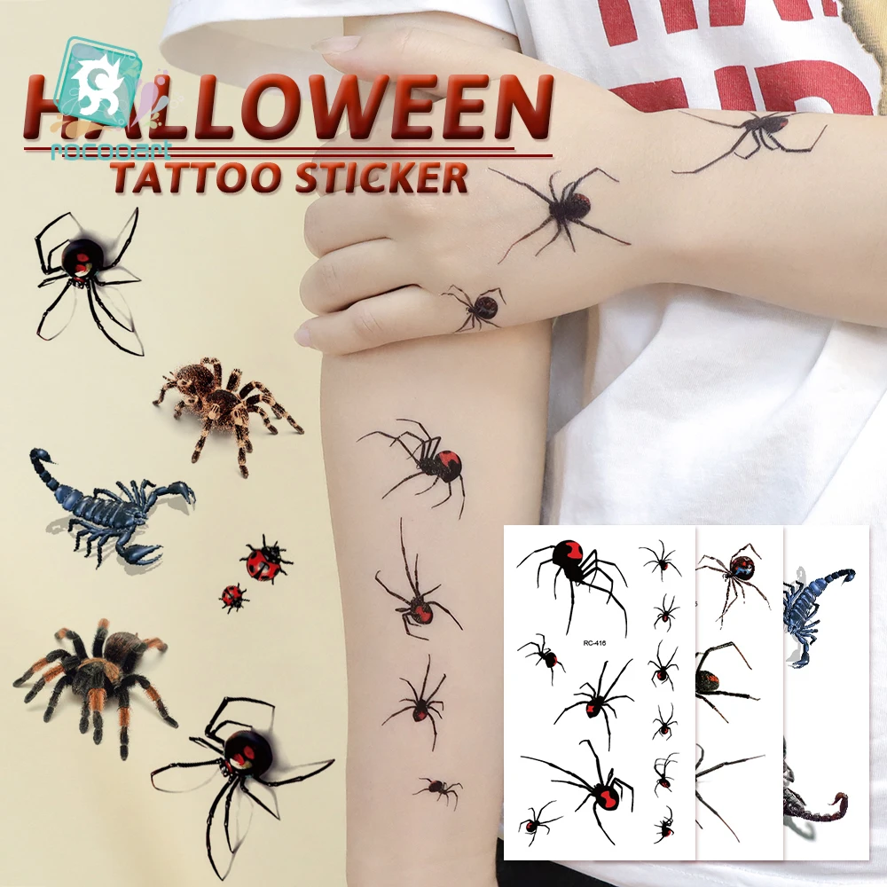 47 diferentes 3d Halloween Zombie sangre labio mano tatuaje pegatina accesorios de Halloween tatuaje temporal pegatinas de tatuaje de cicatriz falsa